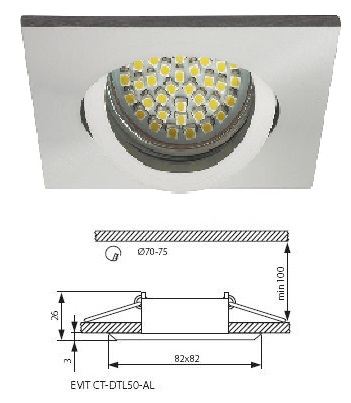 Faretto Incasso Alluminio Diam 70-75 EVIT CT-DTL50-AL